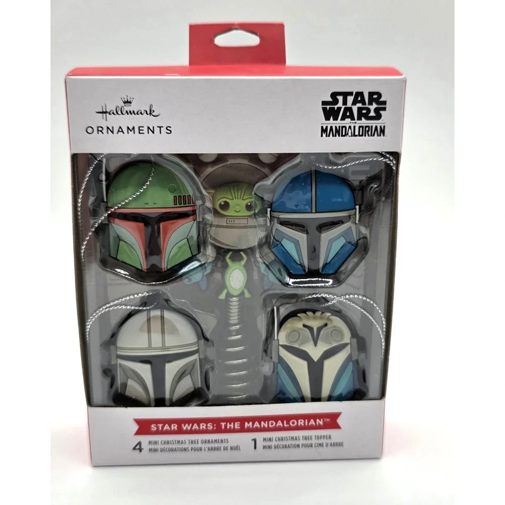 Hallmark Star Wars The Mandalorian 4 Mini Ornaments‎ & Tree Topper Christmas New